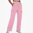 thumbnail image 2 of Timegard Cargo Pants for Women Straight Leg Elastic High Waisted Fall Winter Outdoor Comfy Trousers, 2 of 4