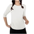 thumbnail image 1 of fatyb Chandails de Détente à Manches 3/4 pour Femmes Col Ras du Cou Amples et Confortables Blouses Chandail Décontracté de Tous les Jours T-Shirt de Pyjama, 1 of 3