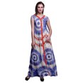 thumbnail image 1 of Bimba Robe Maxi Décontractée Teinture sur Nœuds pour Femme à Col en V Sans Manches avec Fente avant Imprimée Boho-Medium, 1 of 5