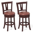 thumbnail image 1 of Gymax 26'' Counter Height Swivel Barstools Set of 2 High Backs & Footrests Solid Wood, 1 of 8