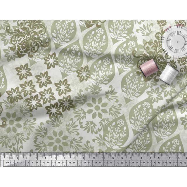 Soimoi Velvet Fabric Damask Patchwork Print Fabric by Yard 58 Inch Wide