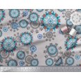 thumbnail image 2 of Soimoi Moss Georgette Fabric Snowflake & Damask Ethnic Printed Fabric 1 Yard 42 Inch Wide, 2 of 2