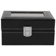 thumbnail image 2 of Watch Box, Biuzi 1 Piece High Grade 3 Slots PU Leather Box Case for Watch Jewellery Display Storage Organiser Hot Black, 2 of 8