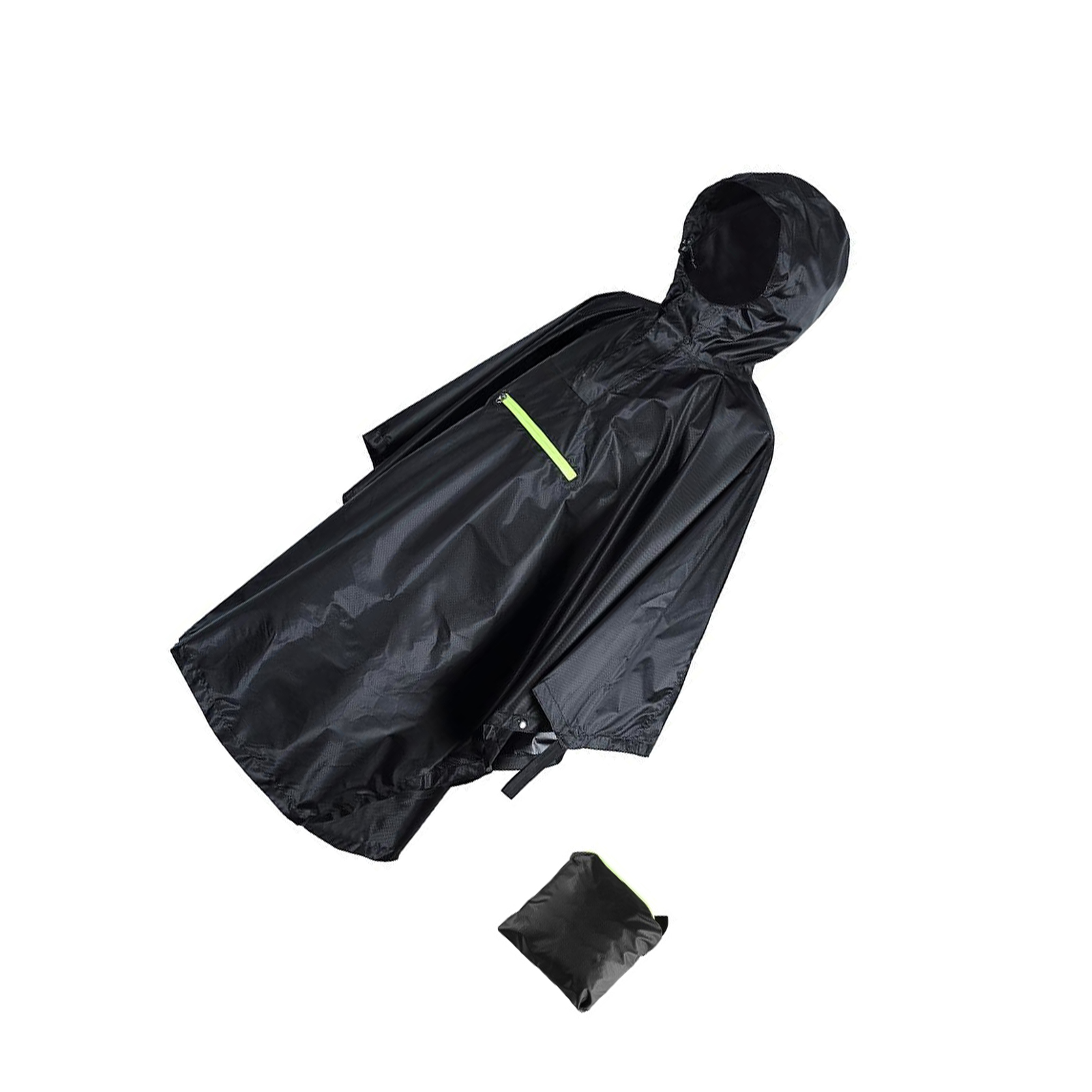 ZheElen Polyester Adult Rain Poncho Waterproof For Windy Days With Small Pocket Poncho Waterproof Reusable black