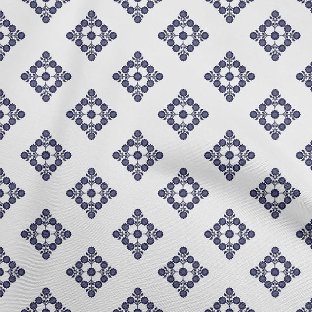 oneOone Rayon Medium Blue Fabric Block Sewing Material Print Fabric By The Yard 56 Inch Wide