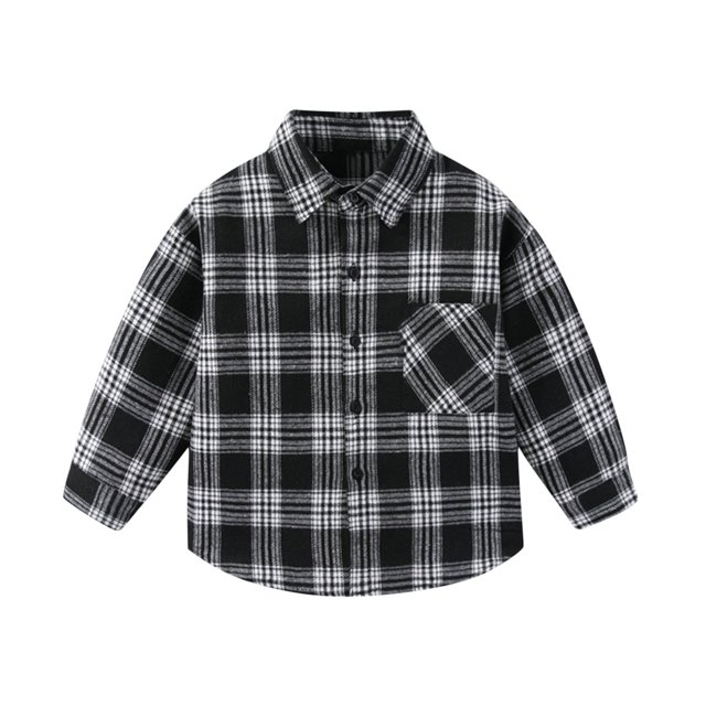 Tranfacy Chemises à Carreaux à Boutons pour Enfants à Manches Longues Col Rabattu Manteau d'Automne et Couche de Base