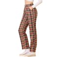 thumbnail image 4 of Unique Bargains Women's Christmas Plaid Pockets Elastic Waist Straight Leg Pant, 4 of 8