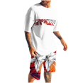 thumbnail image 2 of Weiqiqre Ensemble Décontracté 2 Pcs pour Homme, T-Shirt à Manches Courtes Graphique et Short de Survêtement à Taille à Cordon, 2 of 5