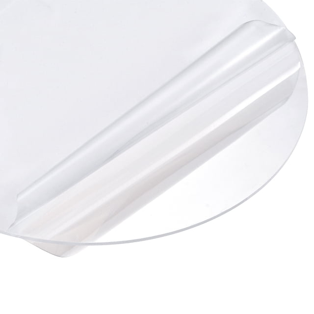 Unique Bargains Acrylic Sheet Circle Round Disc, Clear, 1.5mm thick, 16-inch diameter. A transparent cell cast acrylic round sheet with a smooth surface and protective film, offering weather resistance and high clarity. Ideal for DIY and professional projects such as laser engraving, photo frames, shelving, and art protectors.