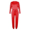 thumbnail image 4 of Mrat Cute Two Piece Outfits for Women 2 Piece Jogging Sets Solid Polyester Long Sleeve Sweatsuits Sets Two Piece Track Suits Drawstring High Waist Pants Set Comfy Outfits N-Red M, 4 of 5