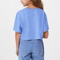 thumbnail image 3 of DecSea Girls Summer Crop Tops Kids Fashion Oversized Crew Neck Cropped Short Sleeve T Shirts Basic Tees, 3 of 8