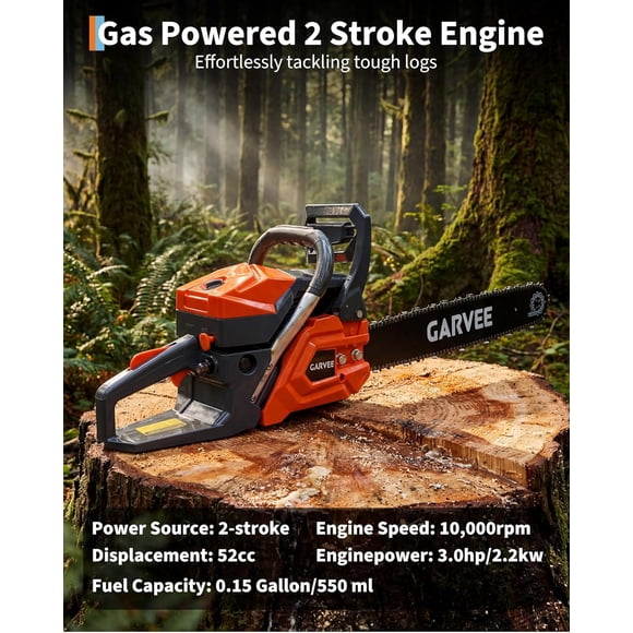 EastVita 43cc Gas Powered Chainsaw,2-Stroke Engine with Quick Start & Ergonomic Non-Slip Handle for Efficient Wood Cutting,Orange