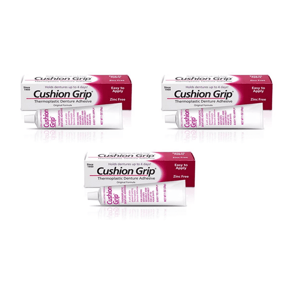 Adhésif pour Dentier en Thermoplastique à Prise Coussin Remis à Neuf, Longue Tenue, 1 oz (3 X 1 oz)