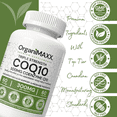thumbnail image 2 of COQ10 OrganiMAXX. Coenzyme Q10 300mg Per Capsule Triple Strength 1 A Day Capsules Vegan Certified, Non-GMO, Made & Tested In Canada., 2 of 7