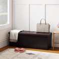 thumbnail image 2 of Patiojoy Folding Storage Stool Padded Ottoman Faux Leather Foot Rest Seat Pouffe Box Brown, 2 of 9