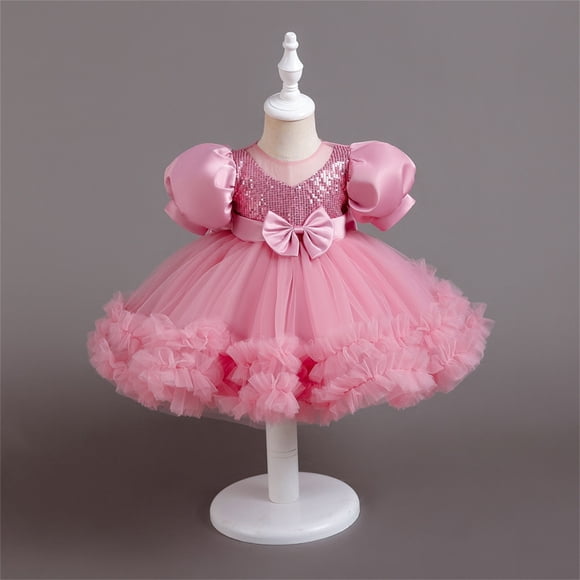 Kids Flower Girl Dress Ruffle Beads Toddler Bowknot Wedding Pageant Birthday Party Evening Tutu Dresses Christmas Little Girls Fall Dresses Size 5-6 Girls Dresses Size 5 Christmas Girls Dresses Size