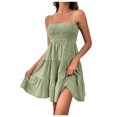 thumbnail image 1 of JIRNDf Robe d'Été pour Femmes Tendance 2025 Courte Unie Ourlet à Volants Courte Sans Manches Mini Aguichant Robes d'Été pour Femmes Robe Bohème Vert P, 1 of 5