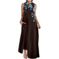 thumbnail image 2 of Ovzne Robes d'Été pour Femmes Robe pour Femme Mode Femme Confortable Été Imprimé Sans Manches Robe à Col en V Robe Grande Taille Robe Imprimée Liquidation, 2 of 5