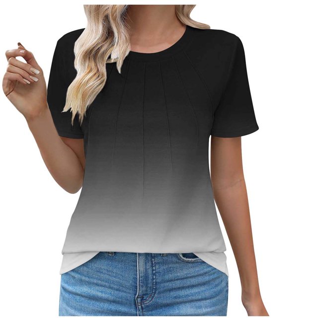 Blouses pour Femmes Col Rond Mode Décontractée Manches Courtes Printemps/été Haut