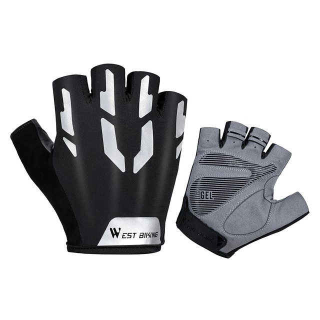 Pisexur Night Riding Reflective Half-Finger Gloves Breathable Shock-Absorbing Gloves on Clearance