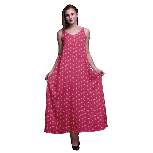 Bimba Robe Longue Décontractée pour Femme en Rayonne à Bretelles Spaghetti, Maxi d'Été, X-Grand