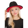 thumbnail image 1 of 2Chique Boutique Chapeau en Feutre Style Panama à Large Bord Doublé Rouge Uni pour Femmes, 1 of 3