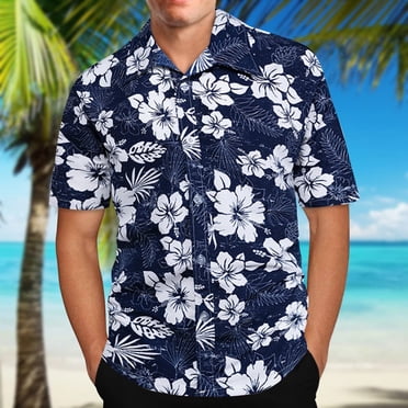 EGNMCR Short Sleeve Shirts for Men Summer Casual T-shirt, Men's Hawaiian Print Lapel Short Sleeve Shirt,