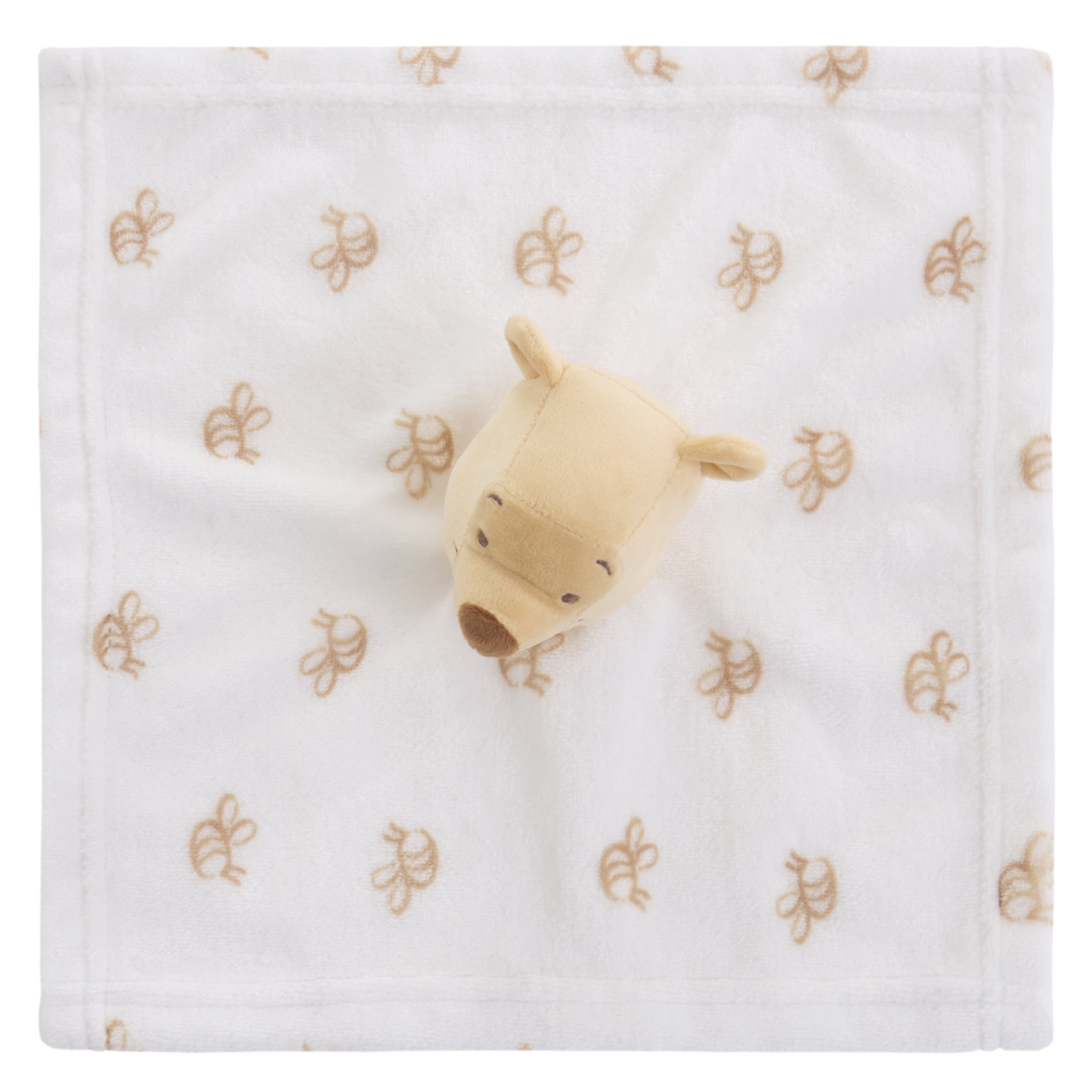 Winnie the Pooh Plush Security Blanket, Infant Unisex, Ivory and Gold