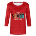 thumbnail image 5 of Chemises pour Femmes Habillées Décontractées, Chemises à Manches 3/4 pour Femmes, Tuniques à Manches Courtes Grande Taille pour Femmes, T-shirt à Manches 3/4 à Col Rond Imprimé Lettres Mode Décontractée pour Femmes, 5 of 5