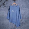 thumbnail image 4 of SMihono Hauts pour Femmes Été Chic Décontracté Hauts pour Femmes Brodés Col Rond Coton Lin Grandes Manches Courtes Hauts T-Shirt Oversize pour Femmes, 4 of 8