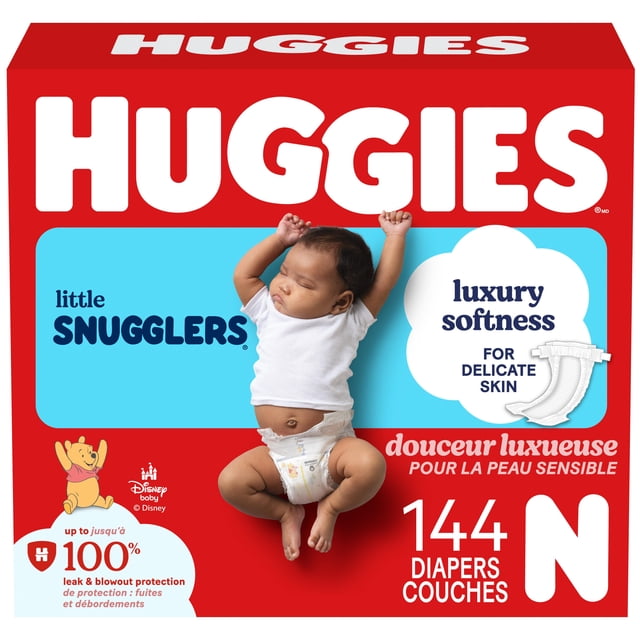 Huggies Little Snugglers Baby Diapers, Size Newborn (up to 10 lbs), 144 Ct