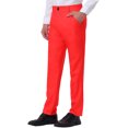 thumbnail image 4 of INSPIRE CHIC Pantalon Habillé pour Homme, devant Plat, Coupe Droite, Uni, Bal de Promo, 30, Rouge, 4 of 6
