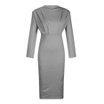 thumbnail image 4 of Robes d'Automne pour Femmes 2022 Col Montant Uni Manches Longues Longue Robe Ajustée Élégante Robe Formelle pour Travail Décontracté, 4 of 7