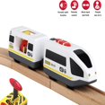 thumbnail image 3 of HLONK Wooden Train Set Accessories Battery Operated Locomotive Train  Remote Control Train Vehicles for Wood Tracks  Powerful Engine Train Cars Fits All Major Brands of Railway System Red, 3 of 7