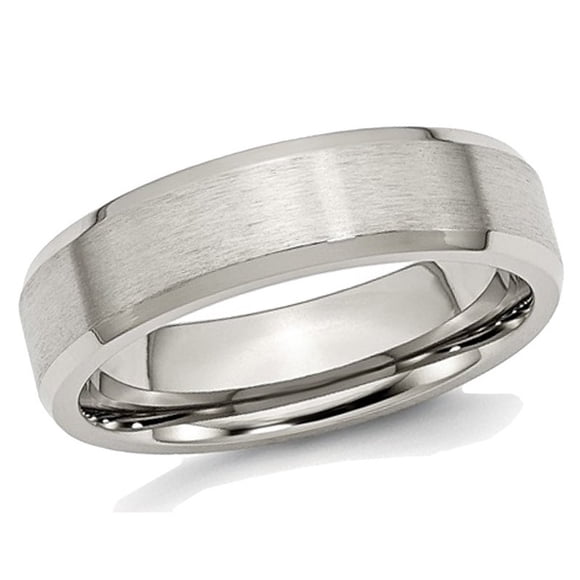 Mens Chisel 6mm Stainless Steel Beveled Comfort Fit Wedding Band Ring