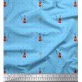 thumbnail image 1 of Soimoi Blue Rayon Crepe Fabric Stars & Violin Musical Instrument Fabric Prints By Yard 46 Inch Wide, 1 of 5