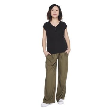 Pantalon à jambe large et taille à smocks Paisley Sky Maternité