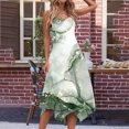 thumbnail image 4 of Meichang Robes Décontractées pour Femmes Robes d'Été Sans Manches Ourlet Mouchoir Robes de Plage Fluides Imprimé Tendance Col Rond Robes Midi d'Été Robes Amples Débardeurs Vert S, 4 of 5