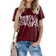 thumbnail image 5 of RKSTN Hauts pour Femmes Saint-Valentin Cœur d'Amour Lettres Imprimées Mode Blouse Confortable Hauts Tempérament Couleur Unie Col Rond Manches Courtes Hauts, 5 of 5