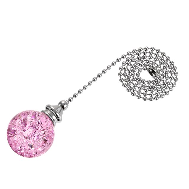Unique Bargains Ceiling Fan Pull Chain Light Lighting Accessories Extension Ice Cracked Crystal Ball Pendant Pink