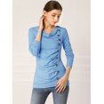 thumbnail image 3 of INSPIRE CHIC Women's Cowl Neck Buttons Decor Long Sleeves Ruched Top, 3 of 6