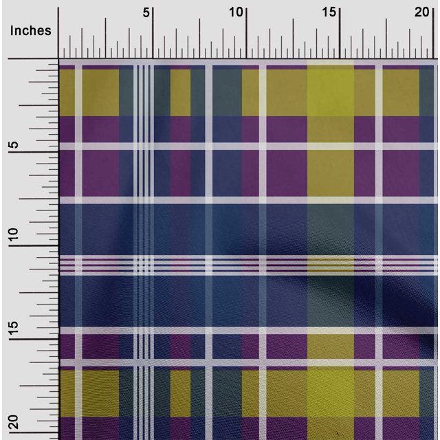 oneOone Georgette Viscose Fabric Madras Check Print Fabric By The Yard 42 Inch Wide