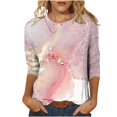thumbnail image 2 of Blouses Mode pour Femmes T-shirt Imprimé Manches 3/4 Blouse Col Rond Hauts Décontractés Blouses de Travail pour Femmes en Liquidation, 2 of 4