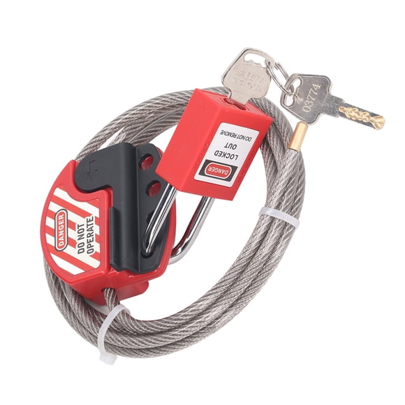 Industrial-Grade Safety Lockout Kit: 38mm Stainless Steel Padlock with 1.8m Adjustable 6mm PVC-Coated Cable Lock, Key-Retention Mechanism, 2 Keys Included – Ideal for Power, Chemical, Petroleum &