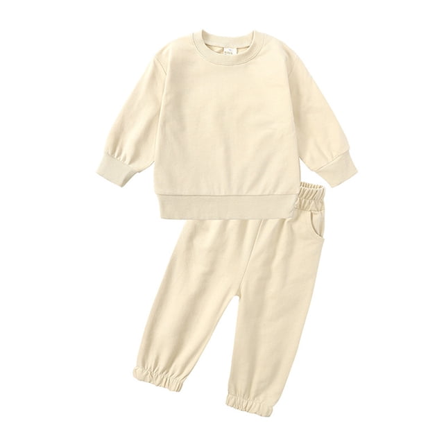 WEAIXIMIUNG Boys Outfits Size 5-6 Toddler Kids Boys Girls Winter Long Sleeve Sports Solid Colour Tops Pants 2Pcs Outfits Clothes Set