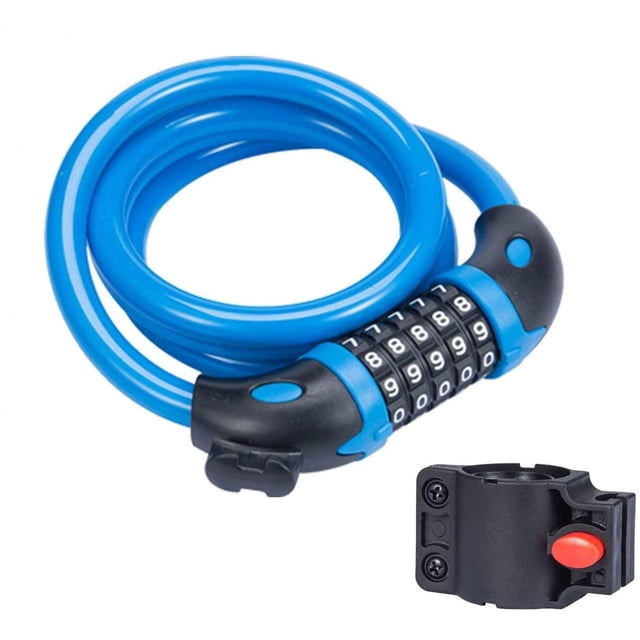 Bicycle Lock, Bicycle Chain Locks with 5 Digit Codes Resettable Combination Bicycle Cable Lock for Bicycle, Motorcycle, Door, Pushchair, BBQ, Luggage(Blue)