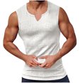 thumbnail image 1 of Yuyuzo Tank Tops for Men Notch V Neck Slim Fitted Tunic Tops Summer Casual Solid Color Basic Shirts, 1 of 5