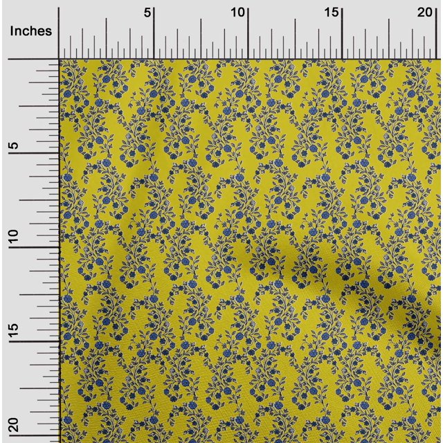 oneOone Polyester Lycra Fabric Leaves & Floral Block Print Fabric By The Yard 56 Inch Wide