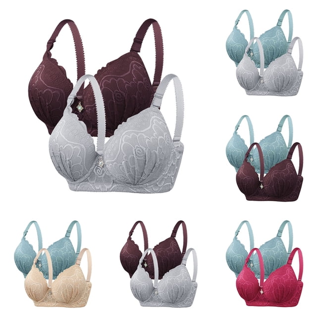 Sentmoon 2 Pieces Sports Bras for Women Large Bust Oversize Buttery Soft Bras for Women Wirefree Solid Color Support Bras Trendy for Home Leisure Red M