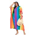 thumbnail image 1 of Oussum Multicolor Rainbow Plus Size Polyester Long Kaftan Dresses for Women, 1 of 7